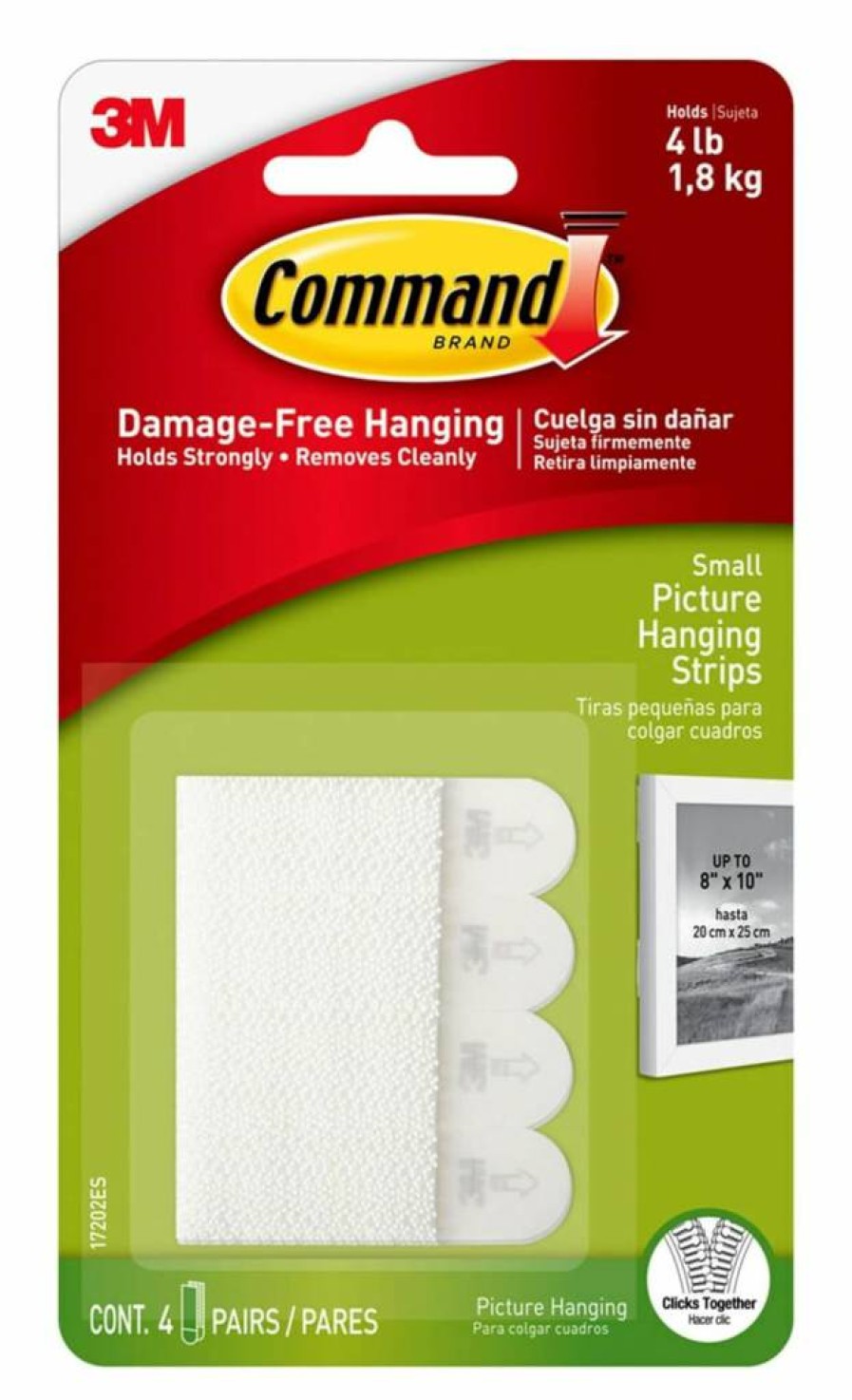 Command White Adhesive Picture Hanging Strips - 18 Pairs (36 Strips) Damage-Free No Tools Wall Hooks for Home Decor, 5 Lb Hold Small Frames
