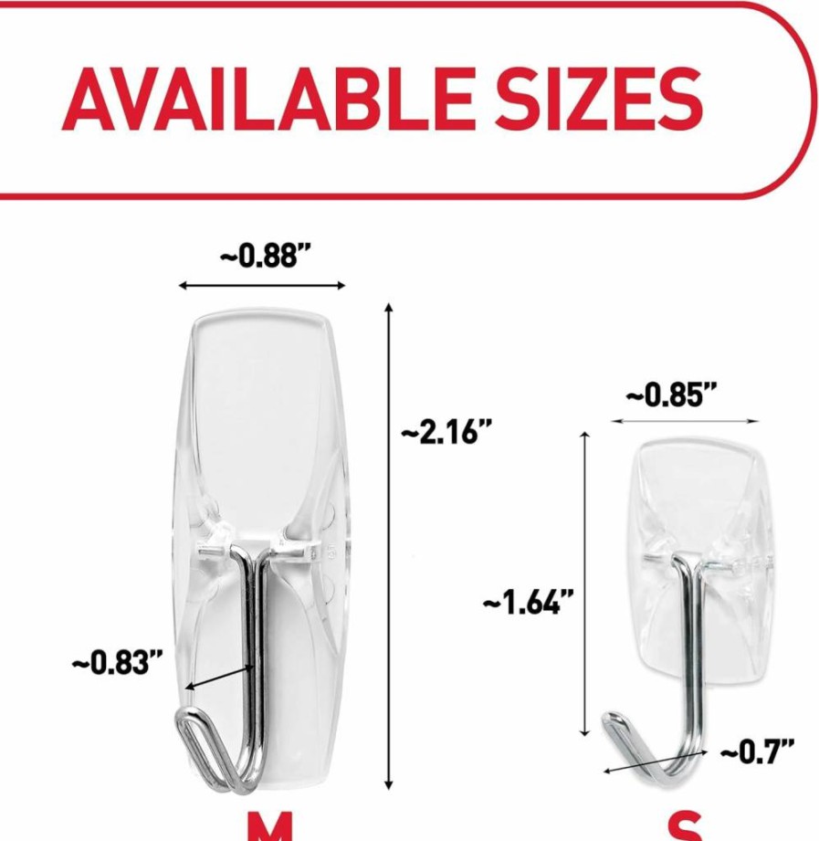 3M Command Small Clear Wire Toggle Hooks - 10 Pack with 12 Adhesive Strips, Damage-Free Hanging Solution for Organization & Storage, Holds 0.5 lb