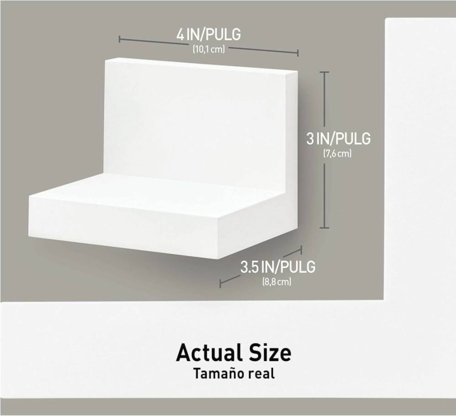 Command Damage-Free Floating Shelves, 2-Pack Slate Display Ledges with Adhesive Strips, Holds 2 lbs – Perfect for Living Room, Bedroom, Kids Room & Office