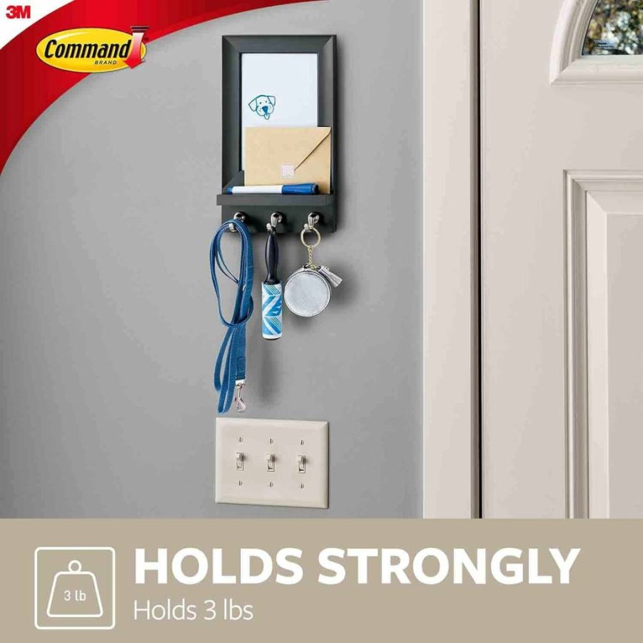 Command Dry Erase Board with Key Hooks - 8 Adhesive Strips Included - Dorm Room & Office Organization Slate Message Center
