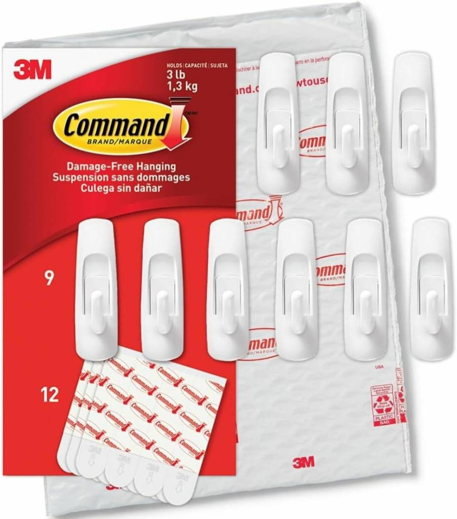 Command Medium Adhesive Hooks - 20 Hooks & 24 Strips, Damage-Free Wall Hanging Solution, No Tools Needed, Holds 3 lbs, Ideal for Home Organization & Storage