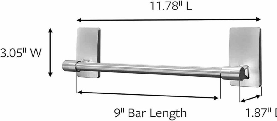 Command Hand Towel Bar with Adhesive Strips - Matte Black 9 Inch Bathroom Organizer, No Drilling Required, Holds 3 lbs, 30cm L x 4.7cm W x 7.7cm H