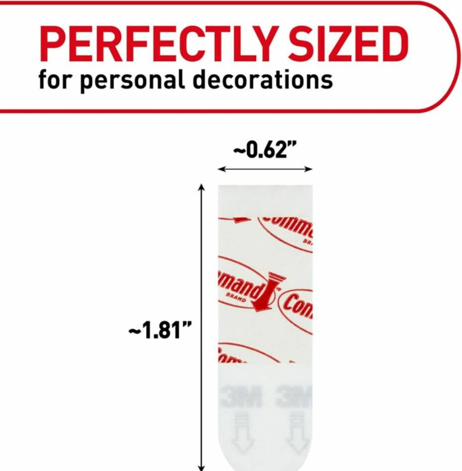 Command White Adhesive Strips - 64 Damage-Free Hanging Strips for Posters, Wall Decor, No Tools Needed, Home & Office Use