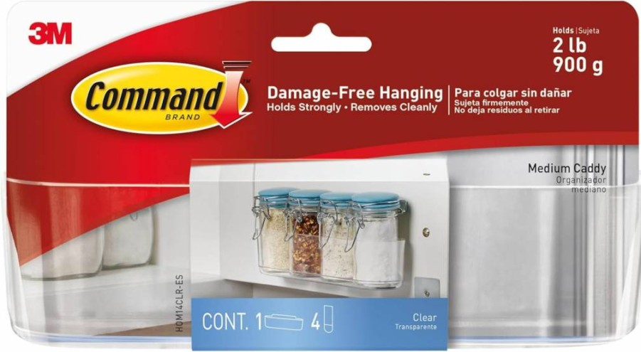 Command Large Wall Mount Caddy - 4 lb Capacity, 8.6x3.1x3 Inches, Damage-Free Hanging Organizer with Strips for Kitchen, Bathroom, Pantry & Closet Storage
