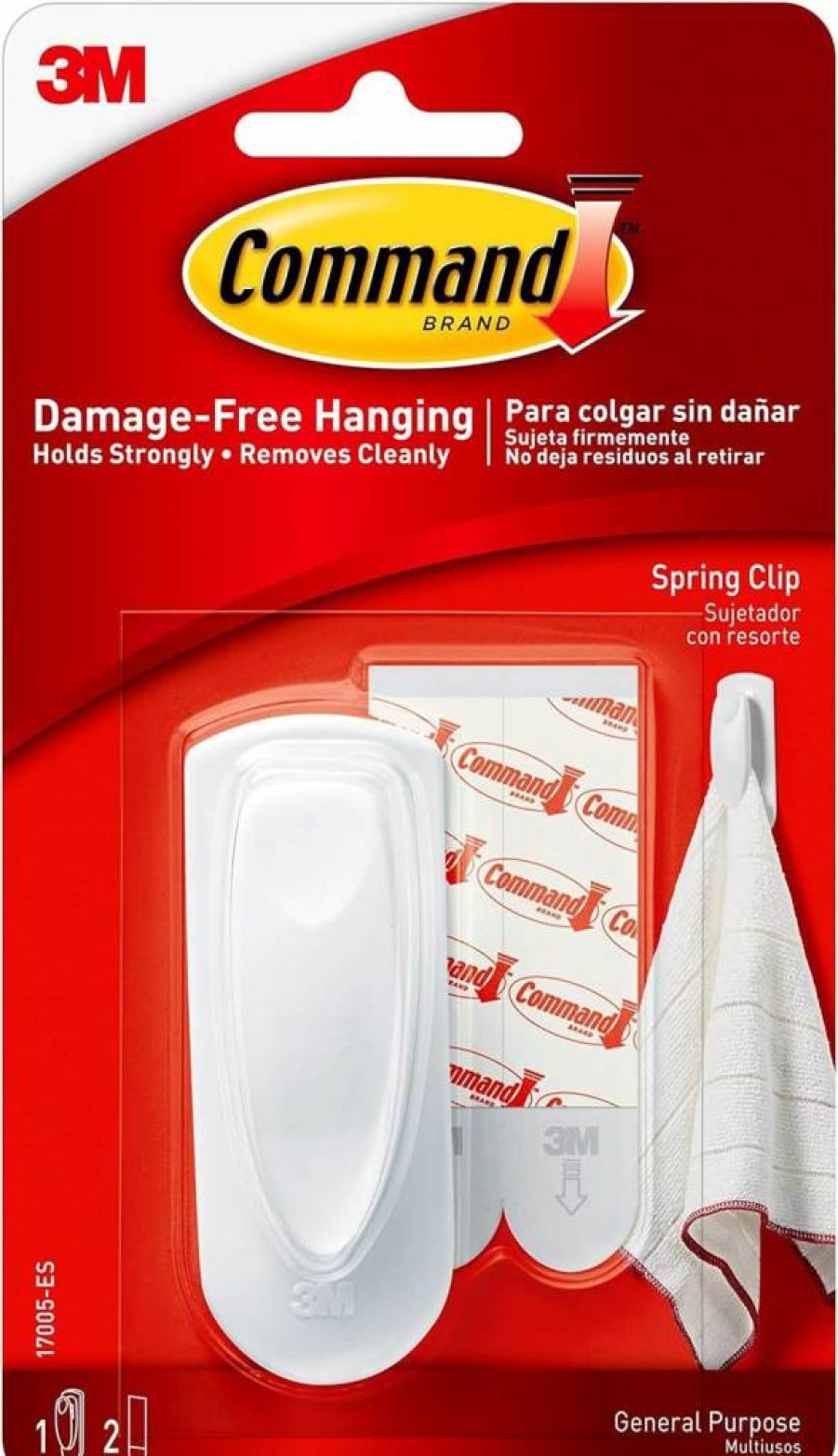 Command Medium Spring Clip with 2 Adhesive Strips – Secure & Damage-Free Hanging