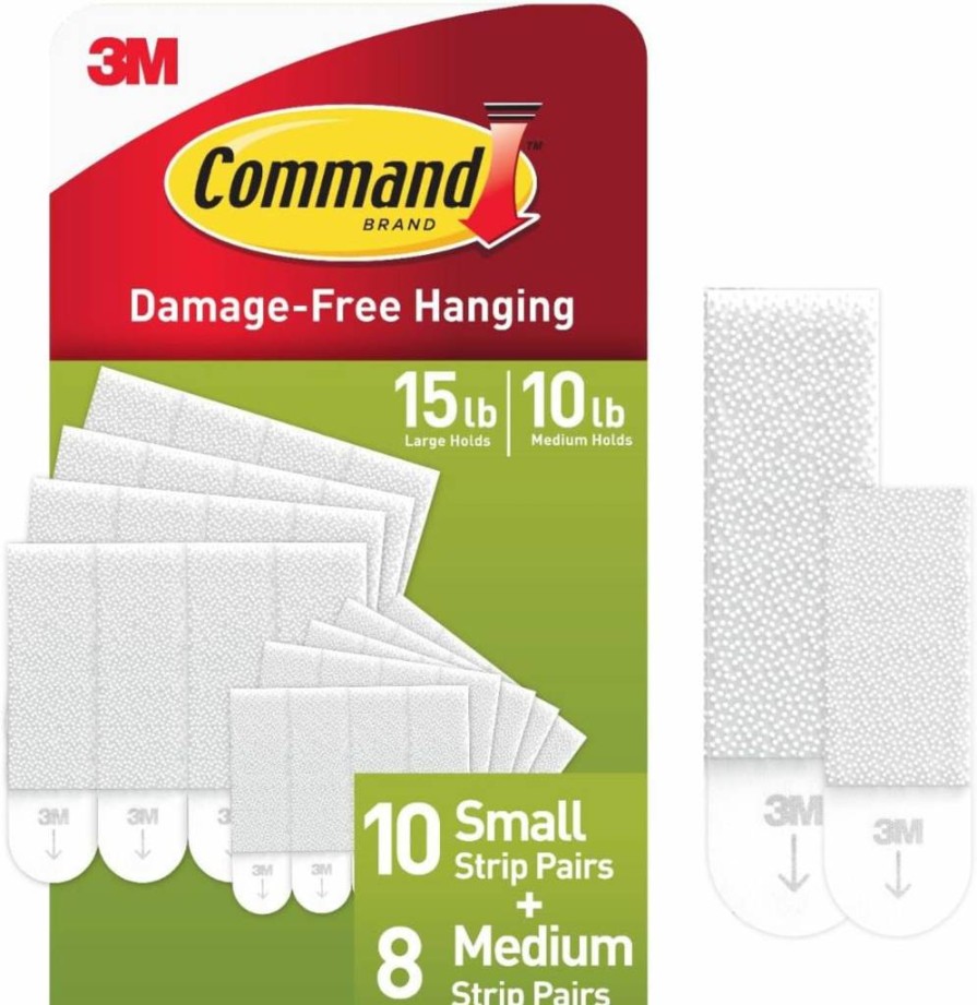 Command Damage-Free Picture Hanging Strips Variety Pack - 10 Small & 8 Medium Pairs (36 Strips Total), White, No Tools Wall Hangers for Photos & Decor