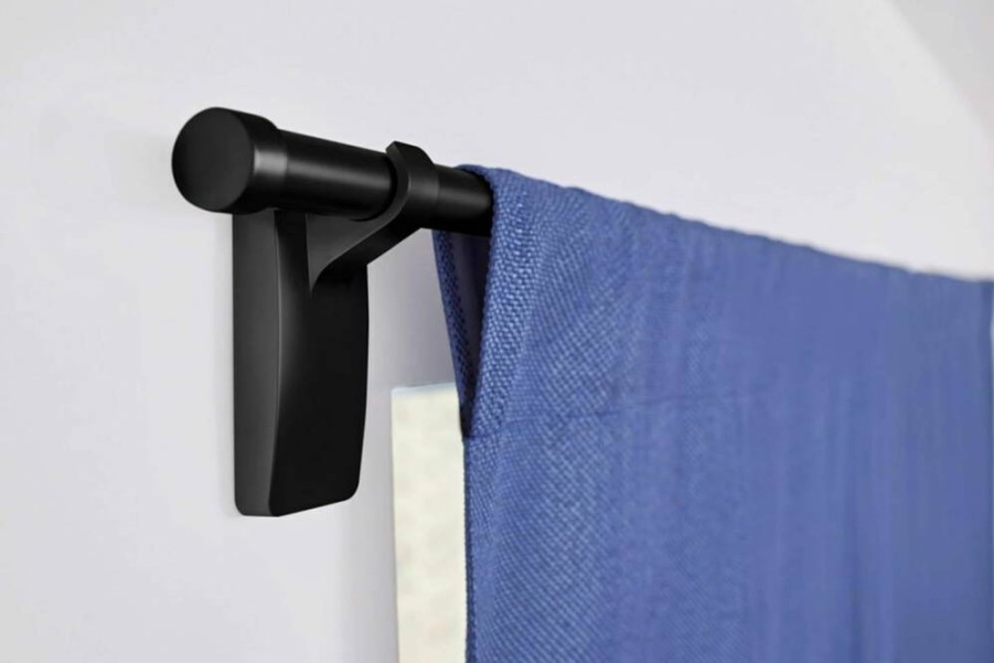 Command Damage-Free Satin Nickel Curtain Rod Hooks - 10 lb Hold, 2 Hooks & 4 Adhesive Strips, No Drilling Required for Home Decor
