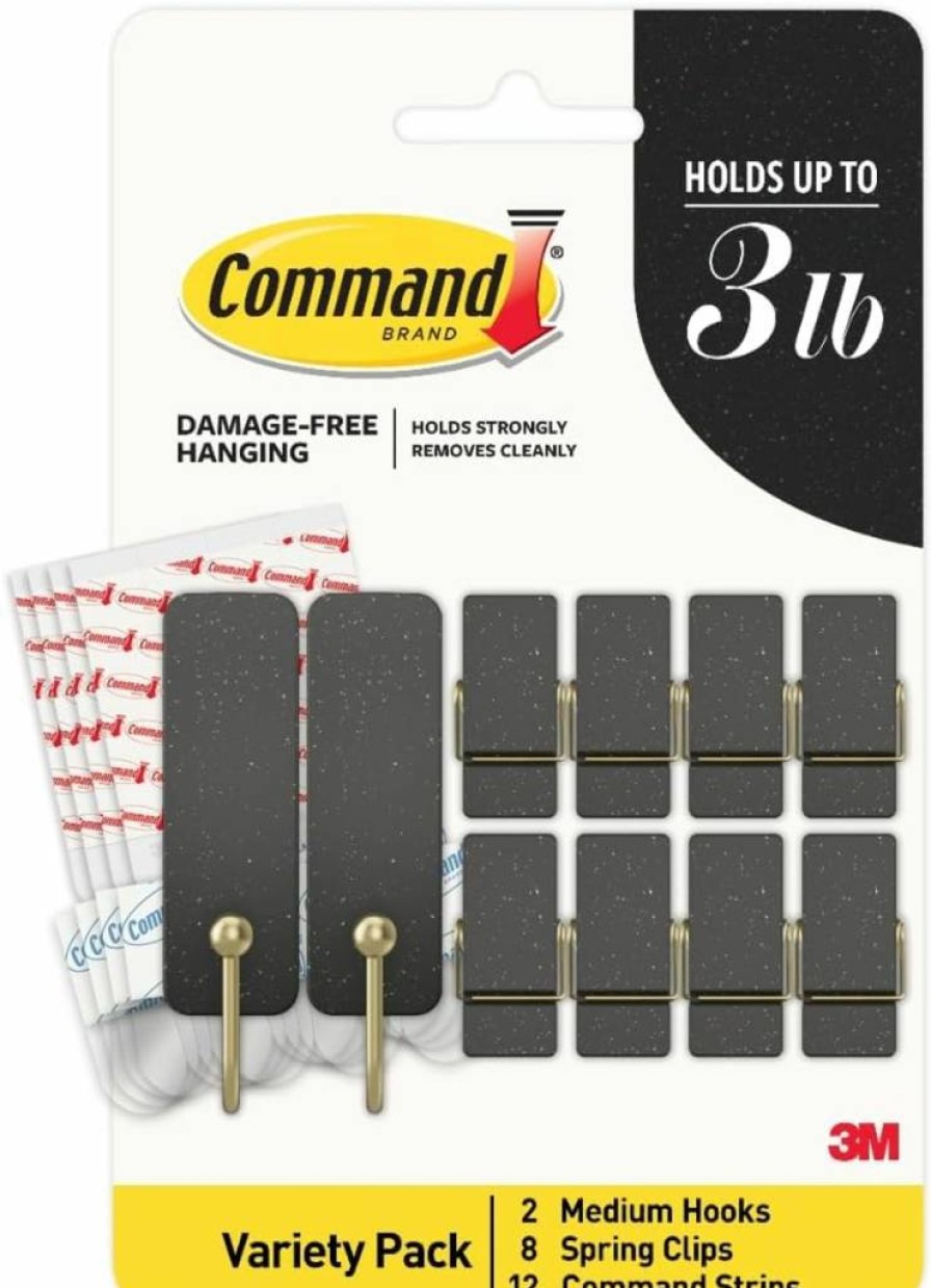Command Vanilla Bean Limited Edition Hooks & Clips Set - 2 Hooks, 8 Clips, 12 Strips, 3 lb Capacity, Damage-Free Hanging Solution