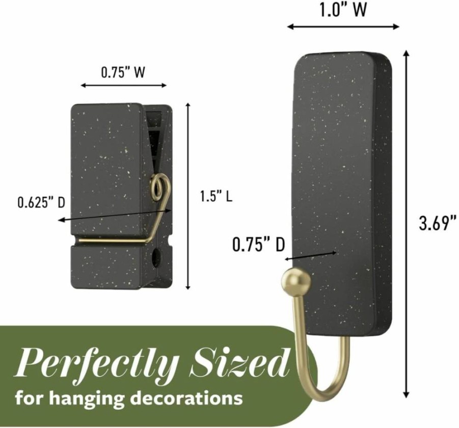 Command Vanilla Bean Limited Edition Hooks & Clips Set - 2 Hooks, 8 Clips, 12 Strips, 3 lb Capacity, Damage-Free Hanging Solution