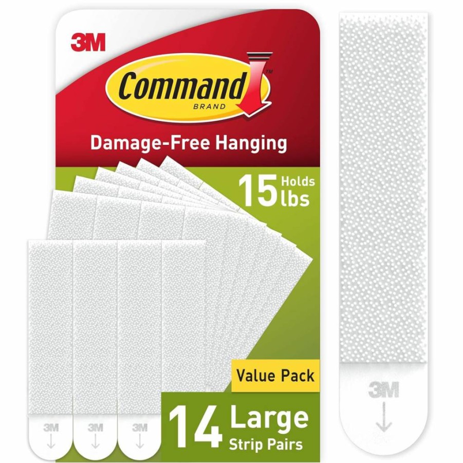 Command Large Picture Hanging Strips White, 14-Pairs Heavy Duty Wall Hooks, Holds 16 lbs, Damage-Free Hanging Solution, Easy Open Pack