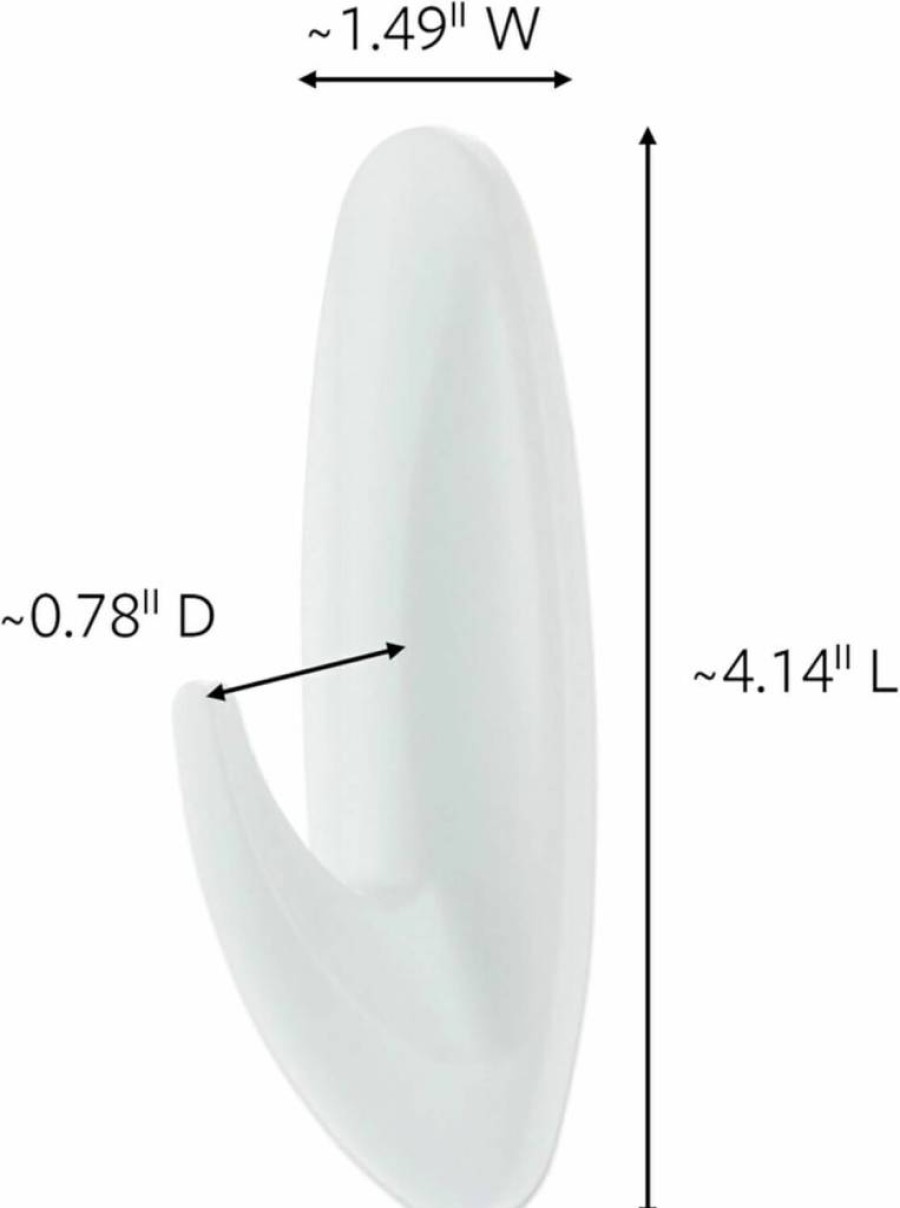 Command Medium White Adhesive Bath Hooks (2-Pack) - Water-Resistant Strips, Damage-Free Hanging for Dorm & Bathroom Organization (17081B-Es)