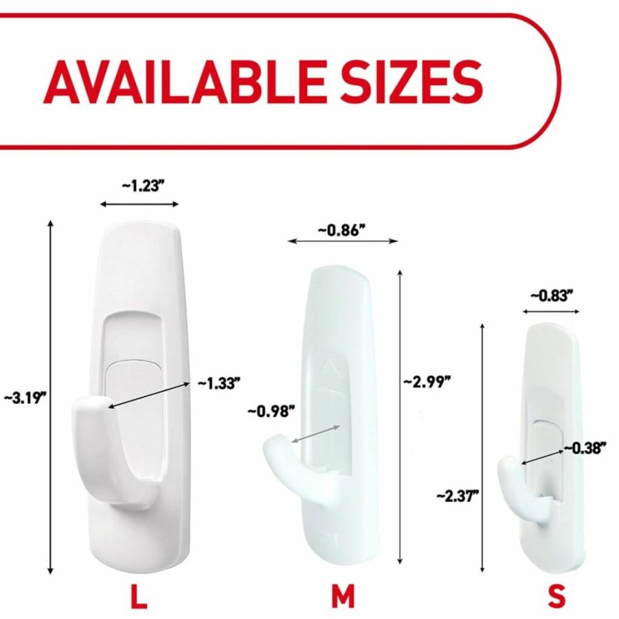 Command 5 Lb Large Adhesive Hooks - 7 Damage-Free Wall Hooks with 12 Strips, No Tools Needed for Hanging, Storage & Organization Solution