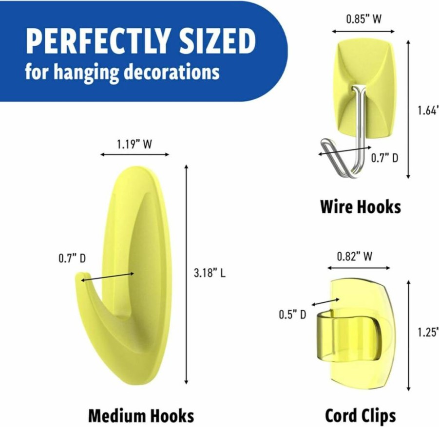 Command Damage-Free Hanging Strips & Hooks - 9 Citron Hooks & 13 Adhesive Strips, No Tools Needed for Home Decor, Wall Organizers, Picture Hanging