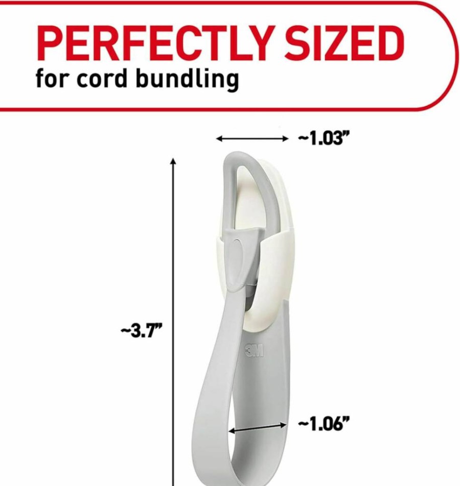 Command Cord Bundlers - 6 Pack with 12 Strips, No Tools Damage-Free Cable Organizer, Hanging Cord Holder for Electrical Wires, Gray Cord Management Solution