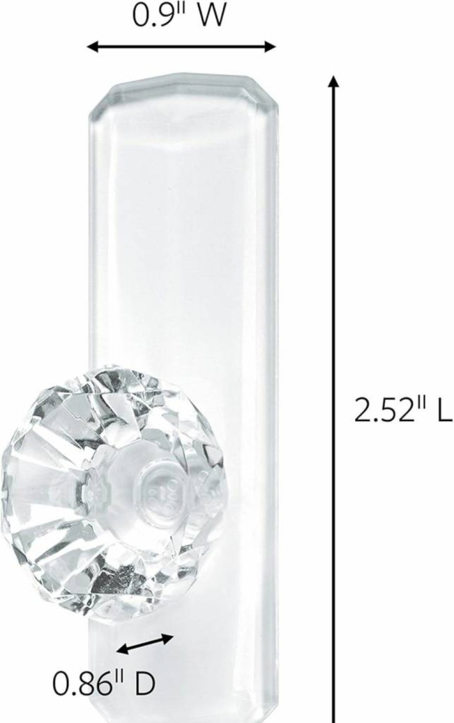 Command Medium Crystal Hooks - 2 Pack with 3M Strips, Damage-Free Hanging for Jewelry & Accessories on Walls, Doors, Cabinets (Holds 2 lbs)