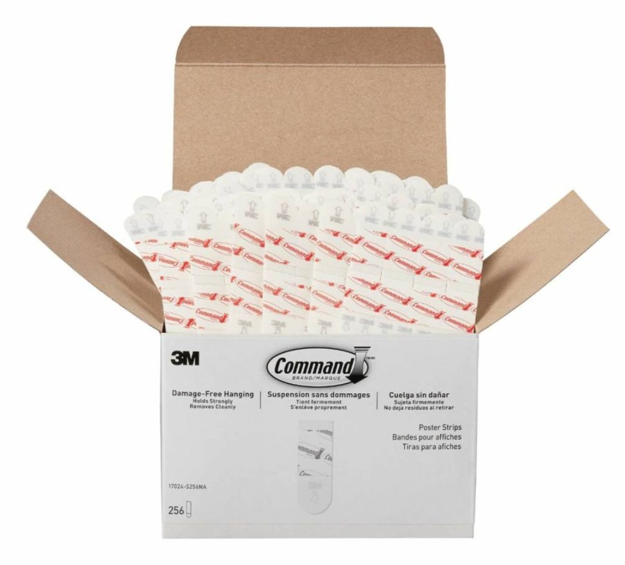 Command White Poster Hanging Strips – 256 Pack, Damage-Free Adhesive Wall Hangers, No Tools Needed for Posters & Frames