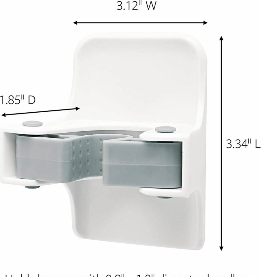 Command Broom and Mop Holder with Adhesive Strips - Damage-Free Wall Mount Organizer, Holds Up to 4 lbs - 2 Hangers & 4 Command Strips Included