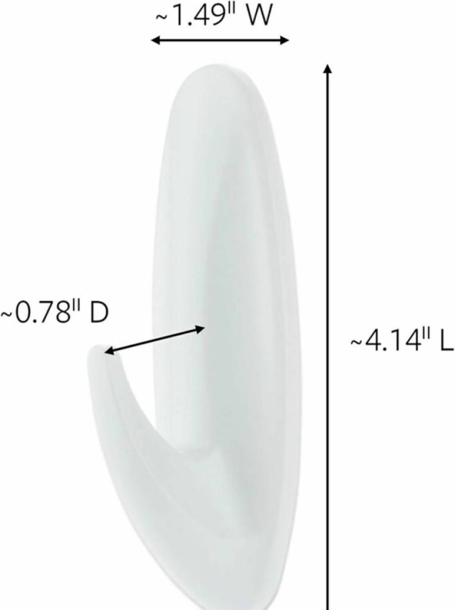 Command Large White Bath Hook with Water-Resistant Strips - 1-Hook Dorm Organizer (17083B-Es) - Damage-Free Hanging