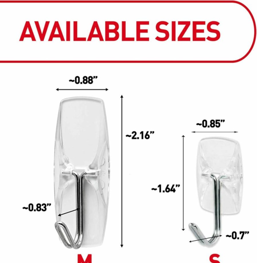 Command Medium Clear Adhesive Hooks - 10 Pack with 12 Strips, Damage-Free Hanging Solution for Home Organization, Holds 2 lbs, No Nails or Tools Needed