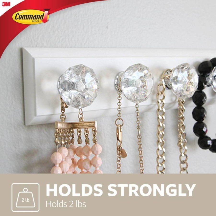 Command Crystal Knob Jewelry & Scarf Hanger, 2-Pack with 4 Command Strips, Damage-Free Closet Organizer for Accessories, Holds 2 lbs