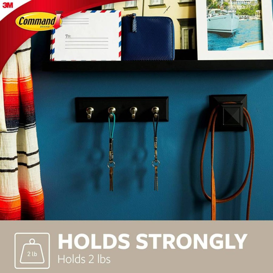 3M Command Key Rail with 4 Removable Hooks, 8-Inch Organizer for Keys, Hats, Leashes – Includes 6 Command Strips, Holds 2 lbs, Slate Finish for Entryway & Hallway